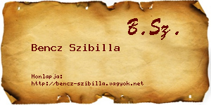 Bencz Szibilla névjegykártya